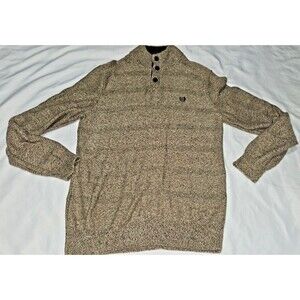Chaps by Ralph Lauren Sweater tan brown 3/4 button Neck Sweater Size Small Men's
